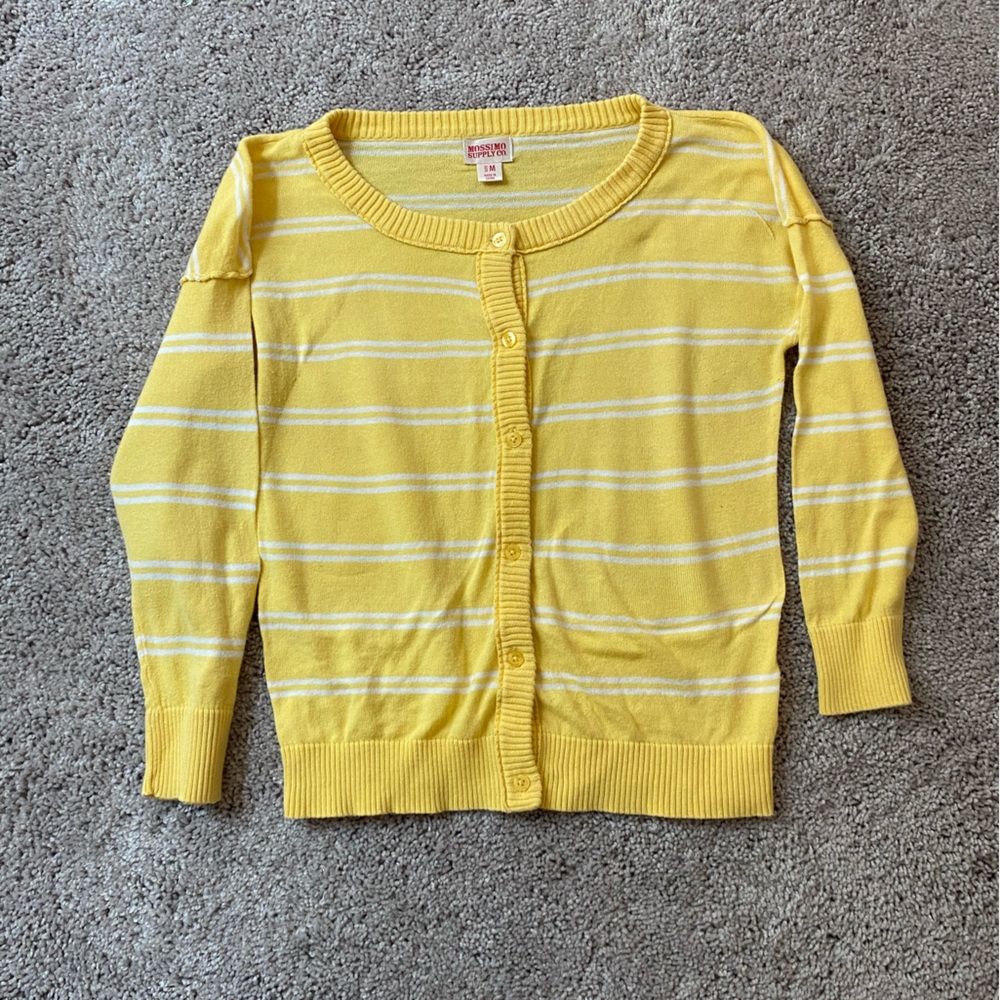 Mossimo Supply Co. Yellow and White Cardigan